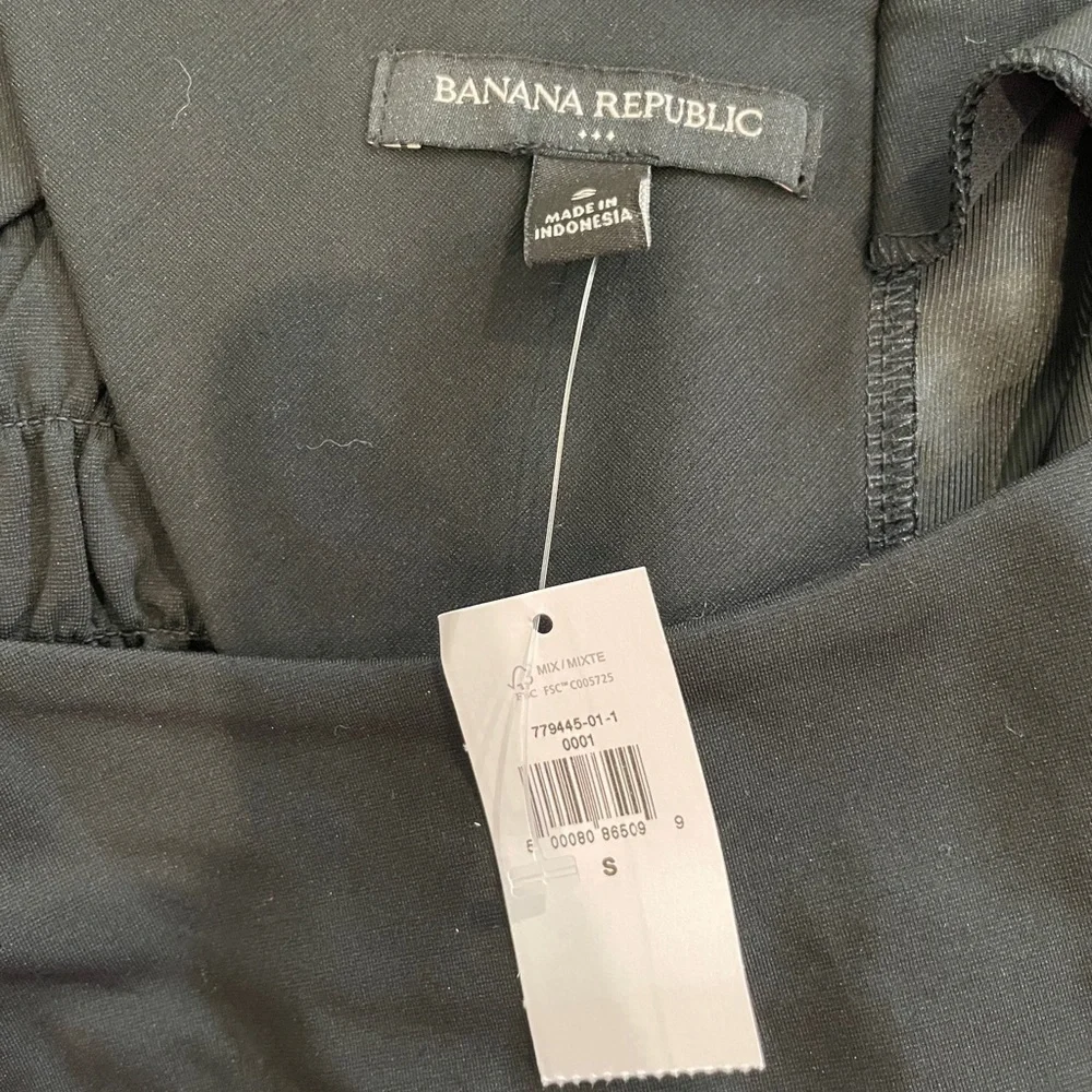 Banana Republic Black Puff Long Sleeves Open Back Blouse